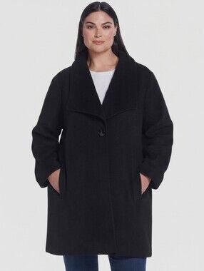 92-NWT-Gallery New York Reversible Black Single Button coat with a shawl collar